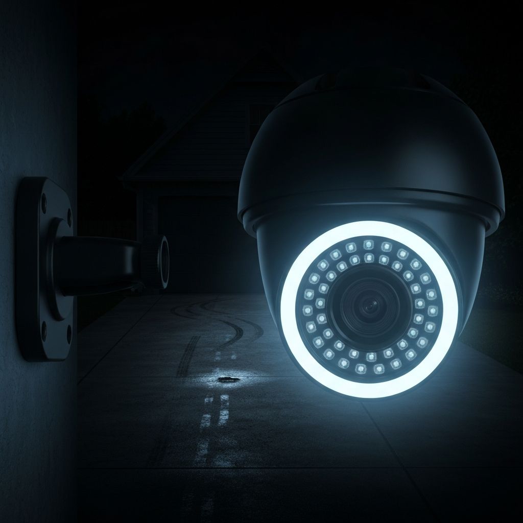 CCTV camera with night vision infrared technology for 24 hour security monitoring